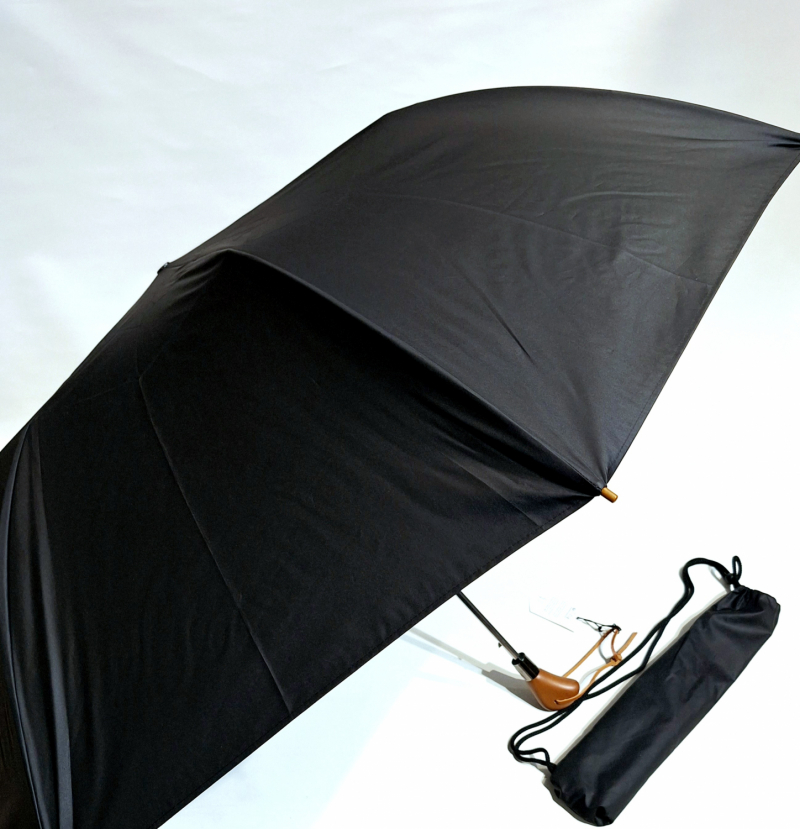 Grand parapluie golf pliant automatique uni noir housse sac à dos - 130cm & Bandoulière