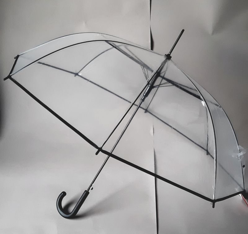 Parapluie cloche transparent automatique ganse noir 8 branches carbone Doppler - léger & solide 