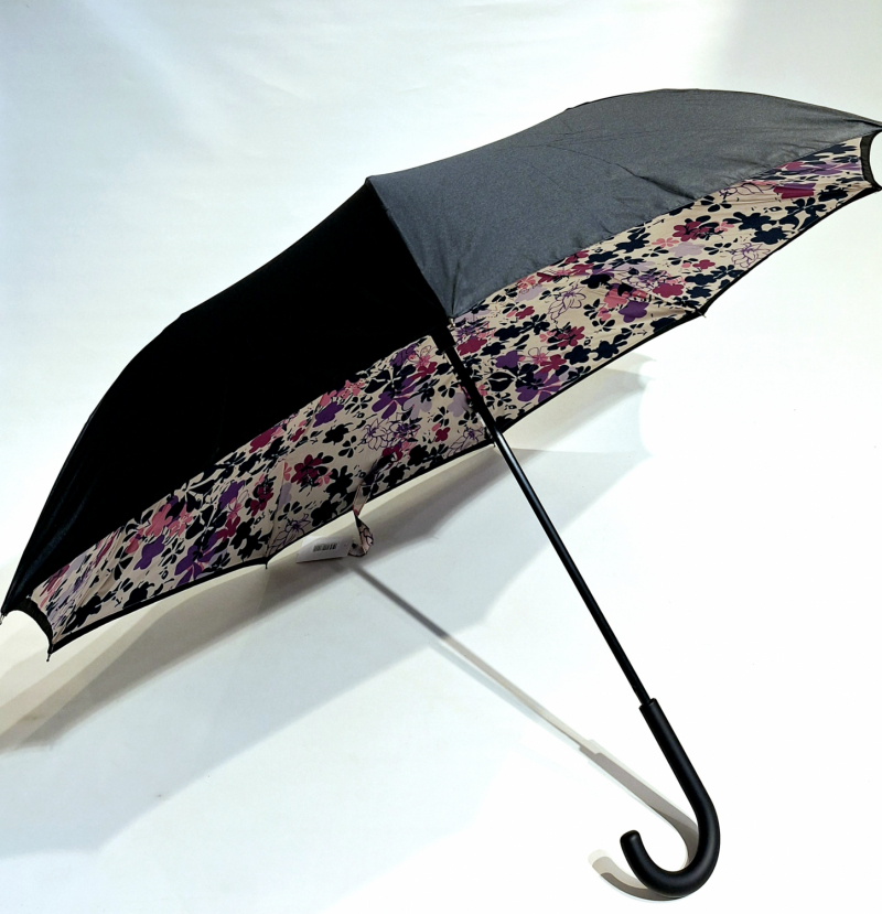 Parapluie inversé doublé ivoire & bleu floral anti uv à 100%  Vice versa - original & anti vent