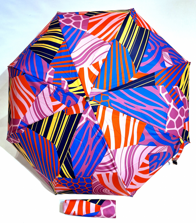 Parapluie mini pliant open-close patchwork multicolore original & français - léger & solide