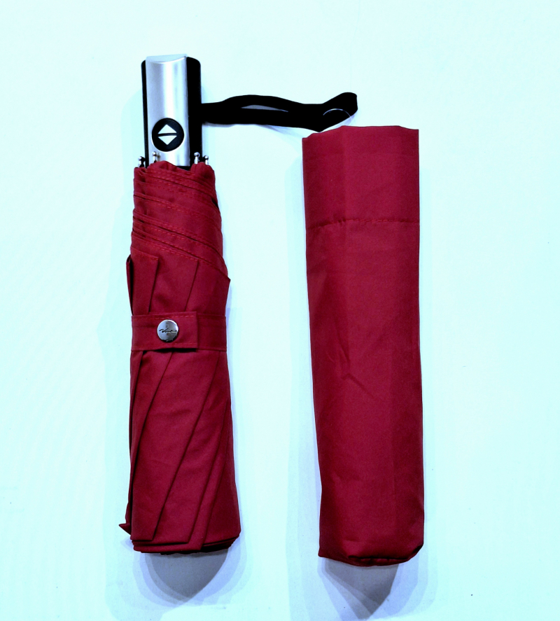 Parapluie mini pliant automatique open close uni rouge Vaux - Grand & résistant