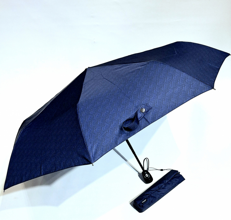 Parapluie Marque D.Hetcher pliant ouverture & fermeture auto imprimé bleu discret - Elégant & pas cher