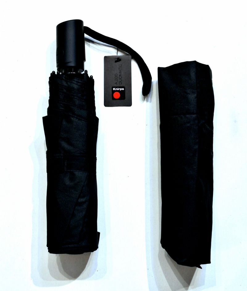 Mini parapluie pliant A200 Knirps open close PURE NOIR garantie 5ans - Léger & solide