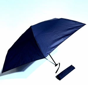  Parapluie Knirps 050 mini extra plat pliant manuel uni bleu marine - Super léger 115g & solide