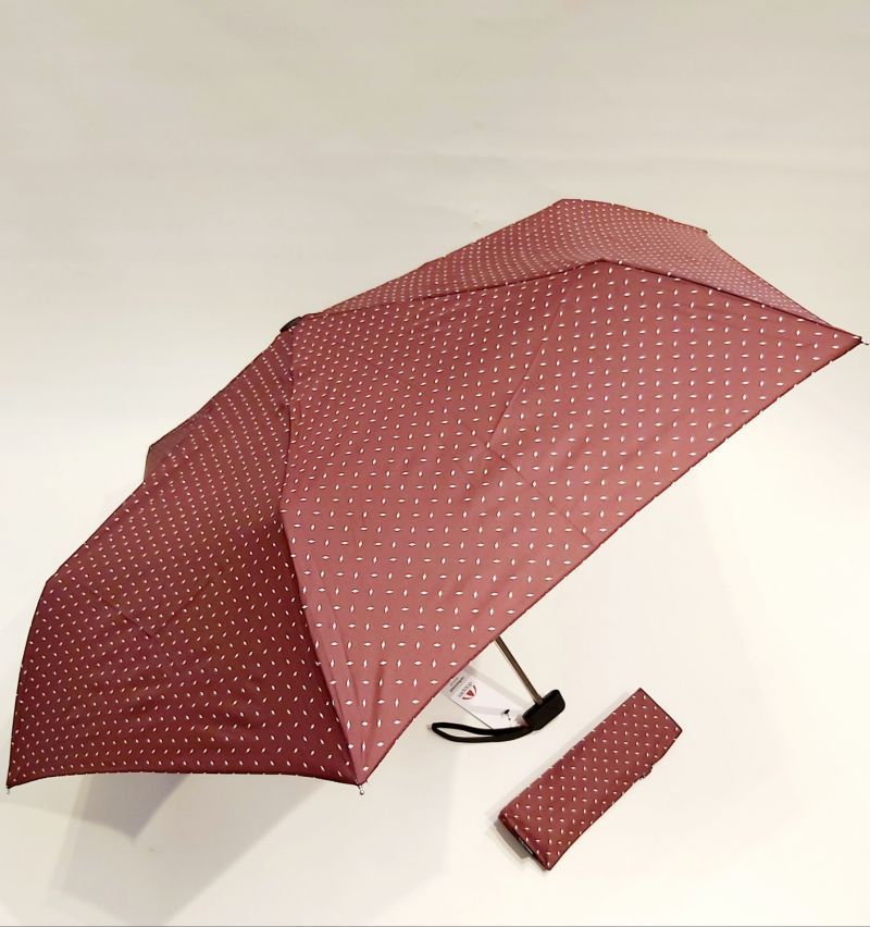  Parapluie mini extra fin pliant manuel bordeaux imprimé pois Doppler - léger 190g et solide