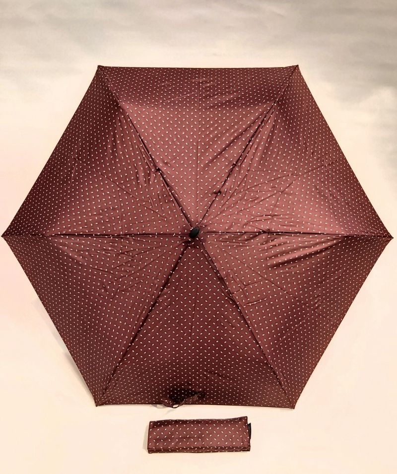  Parapluie mini extra fin pliant manuel bordeaux imprimé pois Doppler - léger 190g et solide