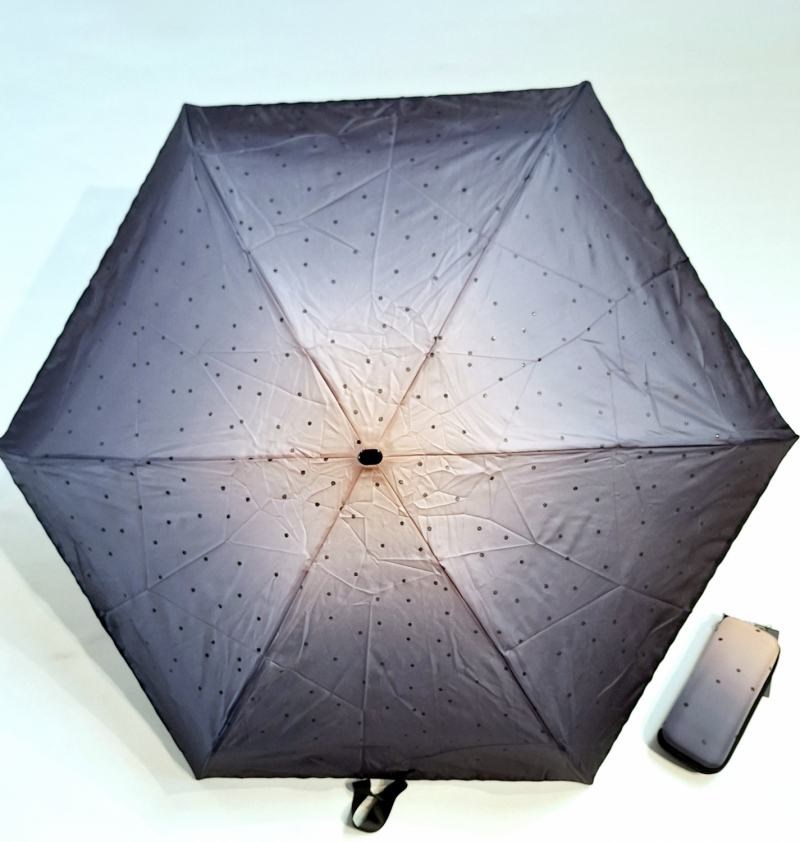  Micro petit parapluie 15cm dégradé gris & noir Etui étanche Ezpeleta - léger 200g & solide