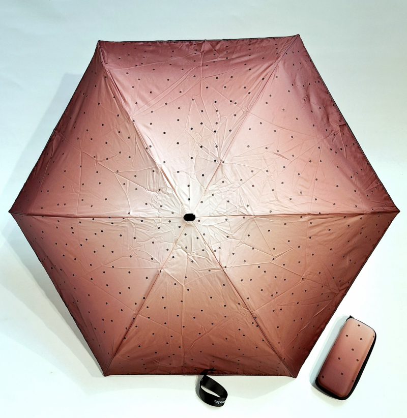  Micro 15cm parapluie marron dégradé pois brillant coffret étanche - léger 200g & solide