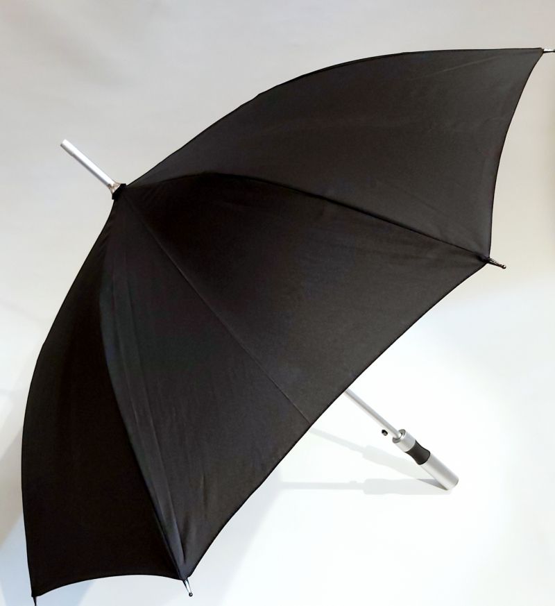 Parapluie homme long droit demi golf uni noir automatique
