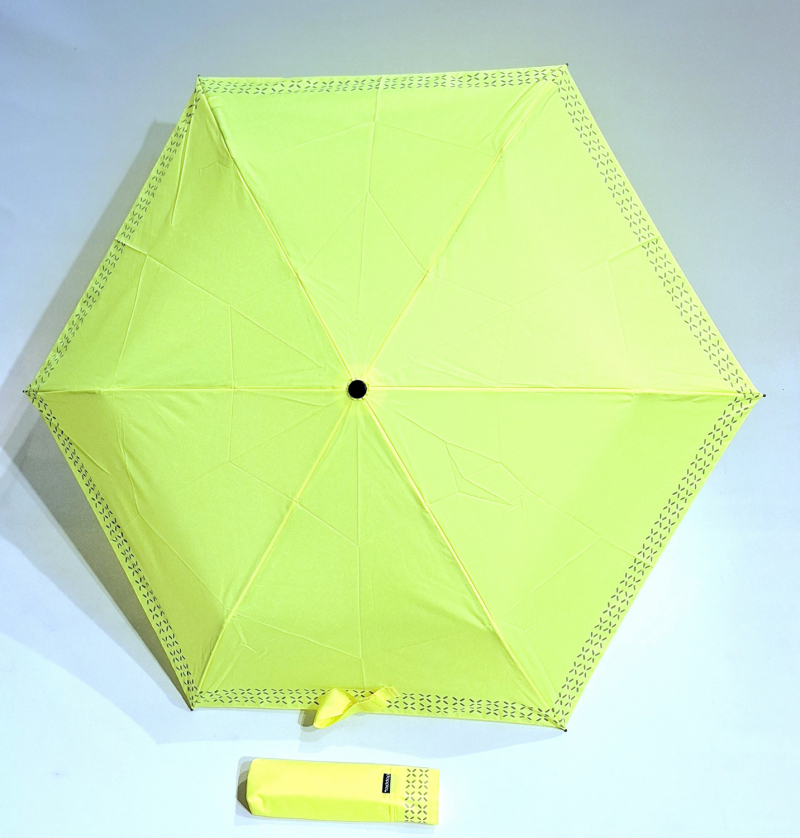 Parapluie ultra léger 140 g Plume mini manuel uni Jaune Fiber Cross néon - Solide & pas cher /Doppler