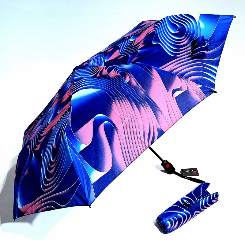 Mini parapluie T200 pliant Knirps open close bleu & rose imprimé de magma - léger & solide