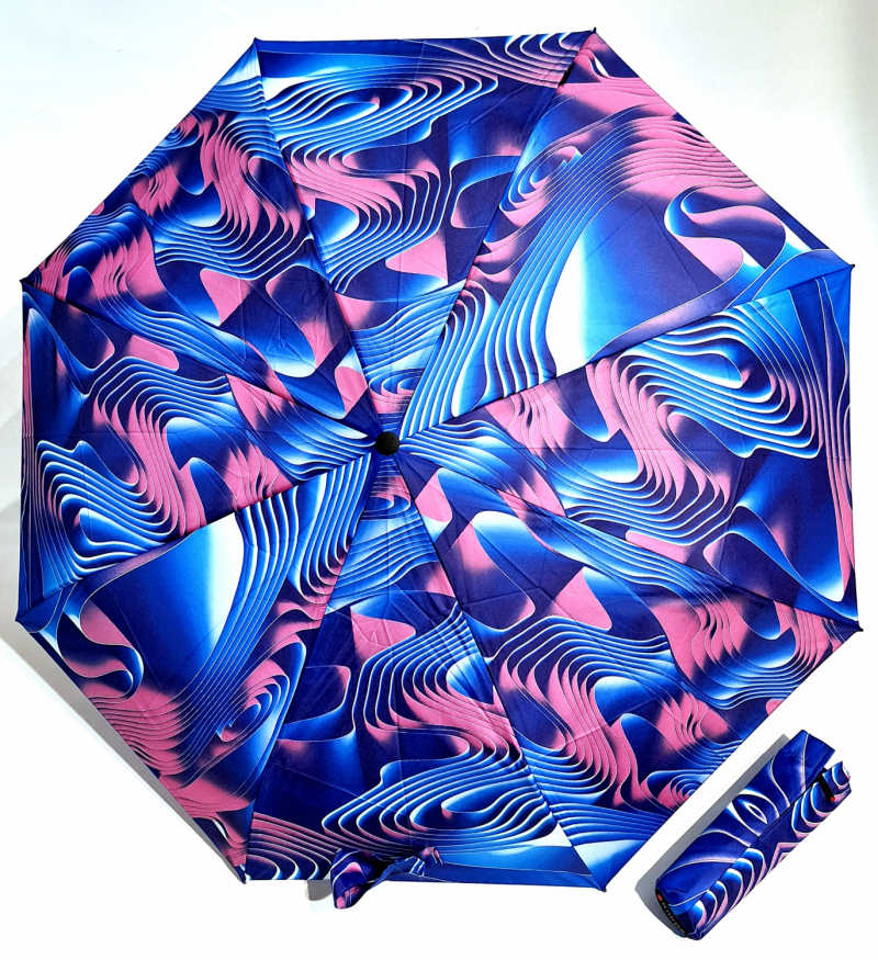 Mini parapluie T200 pliant Knirps open close bleu & rose imprimé de magma - léger & solide