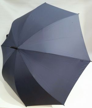 Parapluie homme élégant de luxe en long montage anglais manuel bleu sur  tissu moiré Oxford 10 branches P.Vaux français