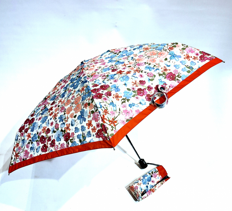  Parapluie micro pliant ivoire imprimé petites fleurs open close 20cm Neyrat Autun - Petit & solide