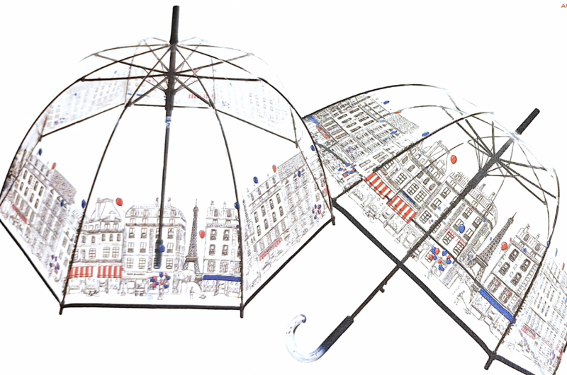 Parapluie Paris cloche transparent imprimé Haussman & Tour Eiffel Smati - Qualité & Pas cher