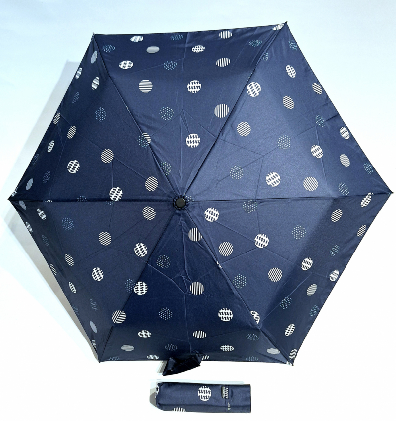 Parapluie mini PLUME manuel bleu imprimé pois Ultra léger 140g / Doppler pas cher