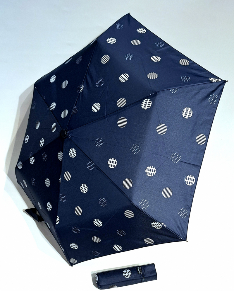 Parapluie mini PLUME manuel bleu imprimé pois Ultra léger 140g / Doppler pas cher