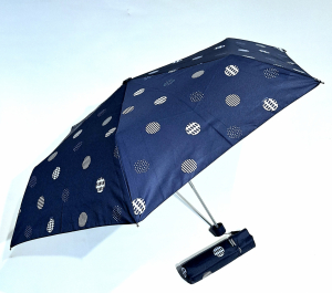 Parapluie mini PLUME manuel bleu imprimé pois Ultra léger 140g / Doppler pas cher