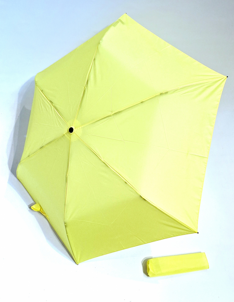 Parapluie PLUME pliant fin uni jaune manuel - Super léger 100 g & Pas cher - Neyrat