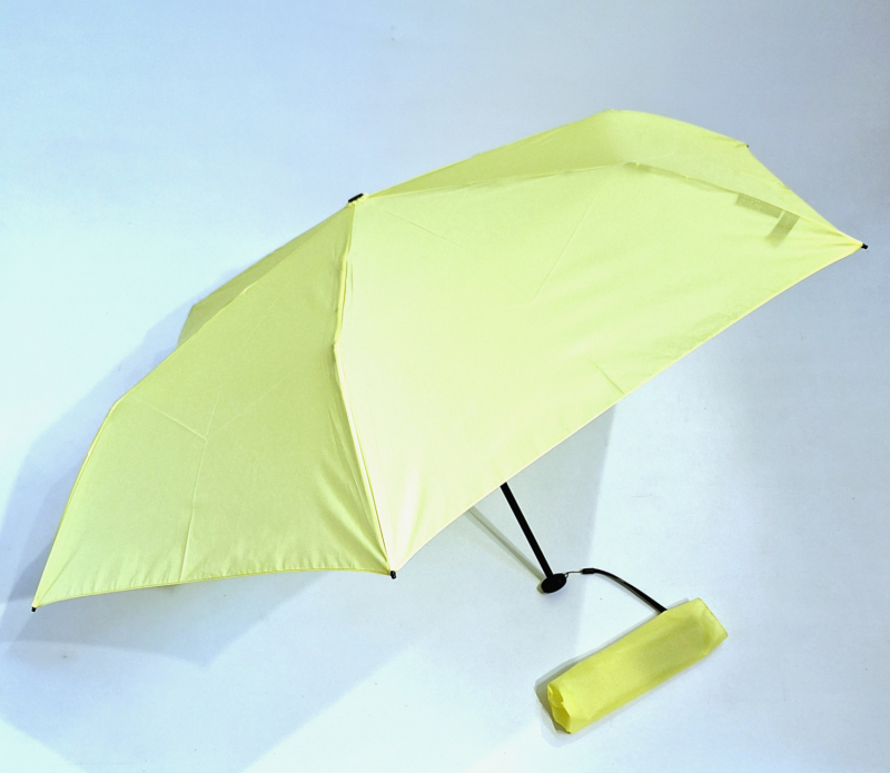 Parapluie PLUME pliant fin uni jaune manuel - Super léger 100 g & Pas cher - Neyrat