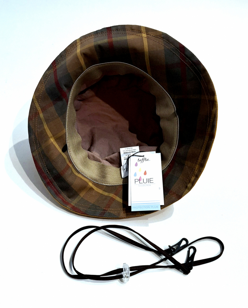 Chapeau de pluie uni ocre tissu épais bord reversible écossais automne Français MTM - T 57 - Cordon réglable & pas cher 