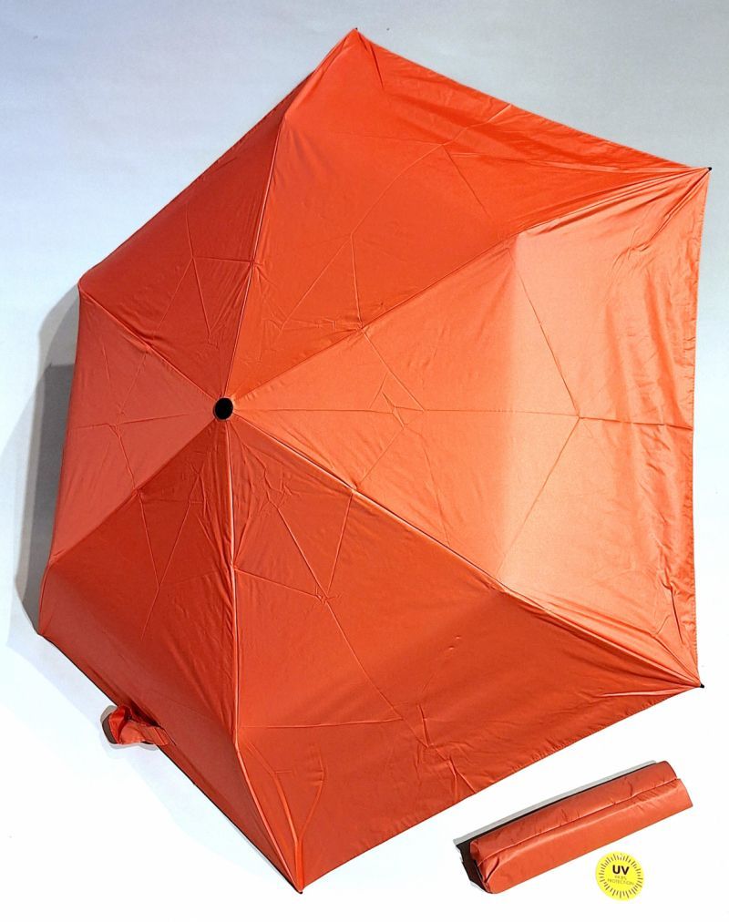  Parapluie Knirps mini pliant saumon / noir open close Utra léger 175g - Anti UV à 100%