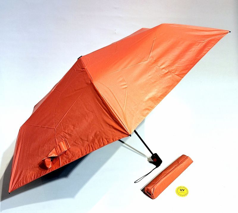  Parapluie Knirps mini pliant saumon / noir open close Utra léger 175g - Anti UV à 100%