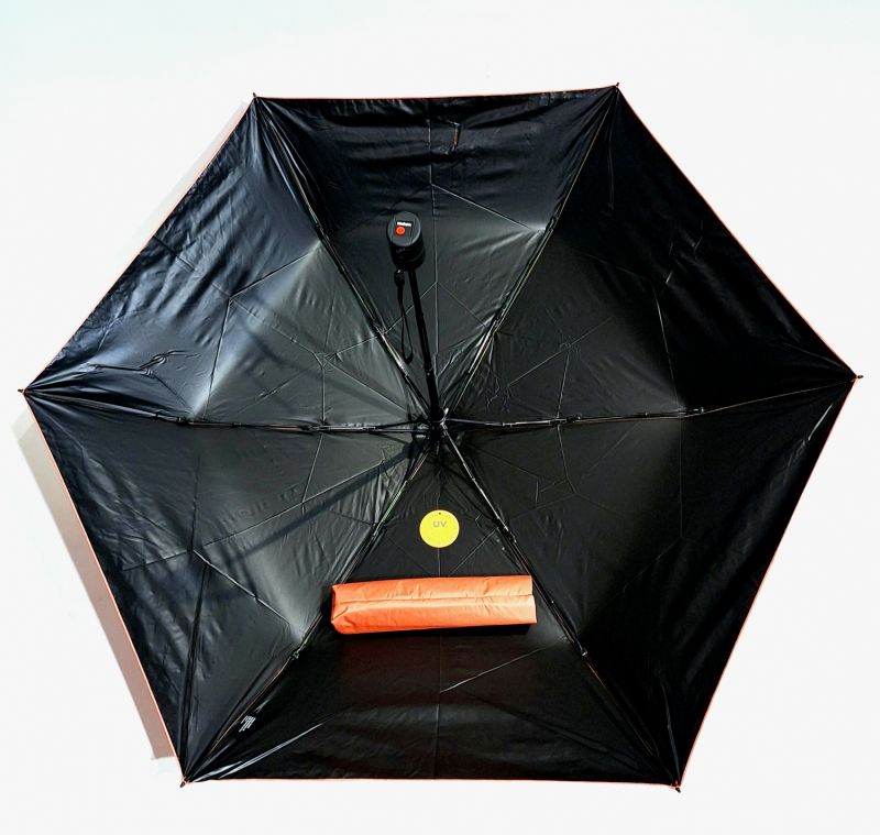  Parapluie Knirps mini pliant saumon / noir open close Utra léger 175g - Anti UV à 100%