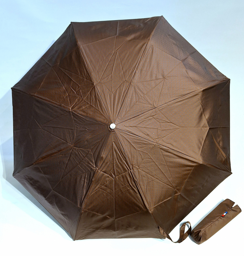 Parapluie mini pliant auto open-close noir tissé Jacquard imprimé Neyrat Autun - léger et résistant