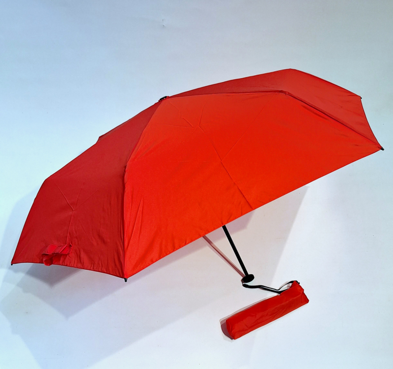 Parapluie pliant ultra léger 100g PLUME fin uni rouge manuel - Top sac à dos & Pas cher - Neyrat