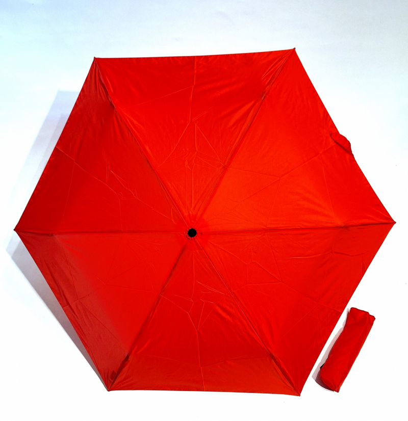 Parapluie pliant ultra léger 100g PLUME fin uni rouge manuel - Top sac à dos & Pas cher - Neyrat