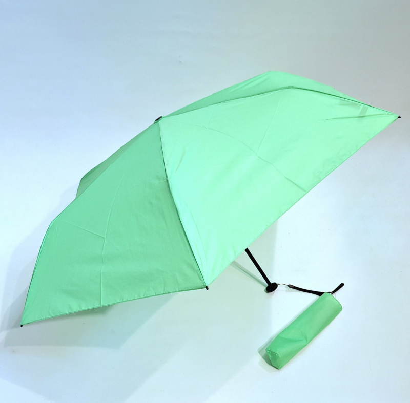 Parapluie mini pliant ultra léger 100g PLUME fin uni vert anis manuel - Top sac à main & Pas cher - Neyrat