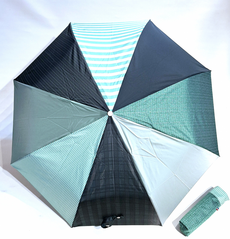 Parapluie mini pliant automatique open close gris dégradé patchwork P.Vaux français - solide & résistant