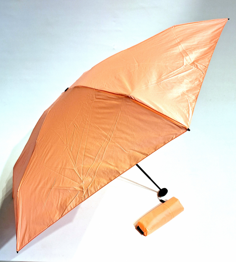 Parapluie compact LEGER pliant uni manuel corail - Micro rond 16 cm & Pas cher