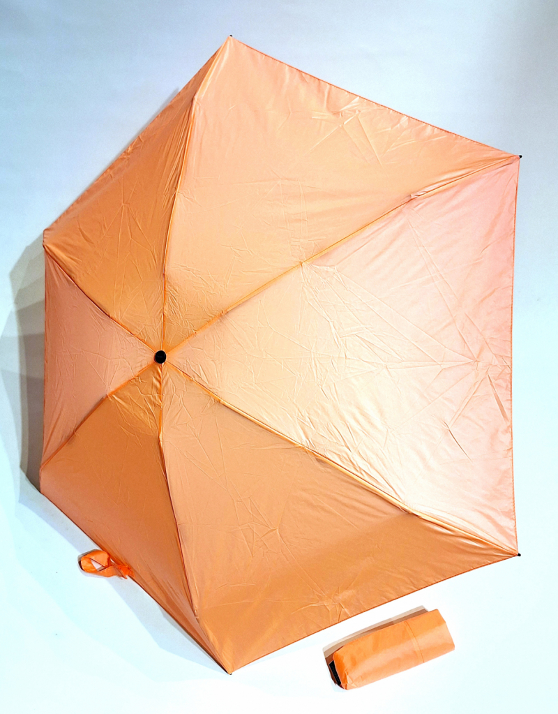 Parapluie compact LEGER pliant uni manuel corail - Micro rond 16 cm & Pas cher