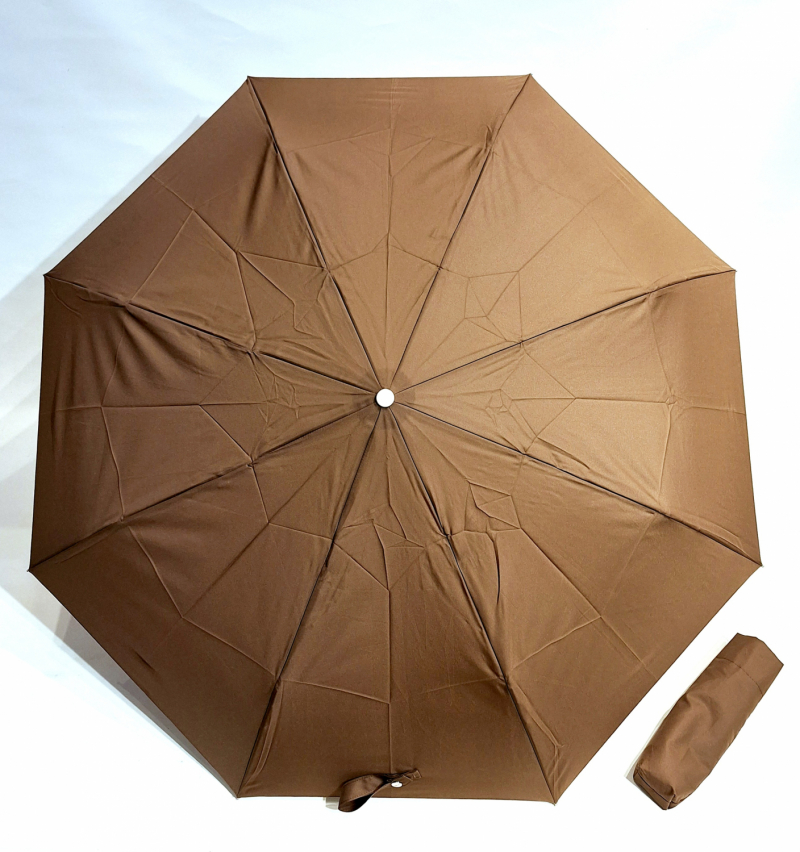 Parapluie français mini pliant open close uni marron Vaux - Solide & résistant