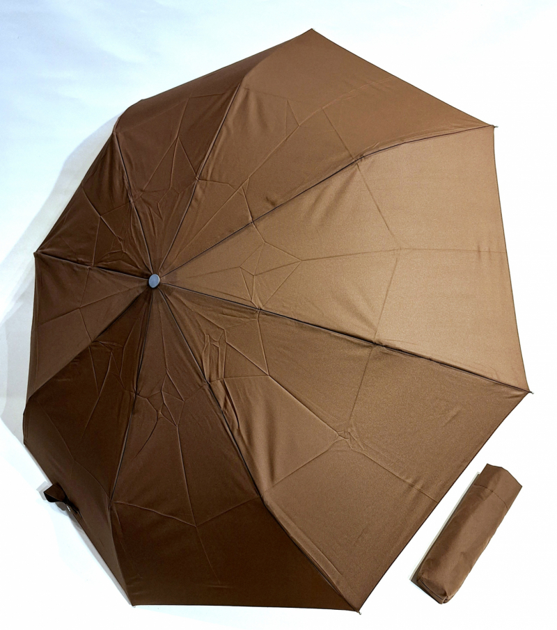 Parapluie français mini pliant open close uni marron Vaux - Solide & résistant