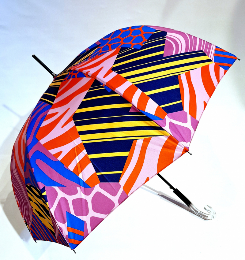 Parapluie grand forme cloche automatique imprimé patchwork coloré Neyrat français - léger & solide