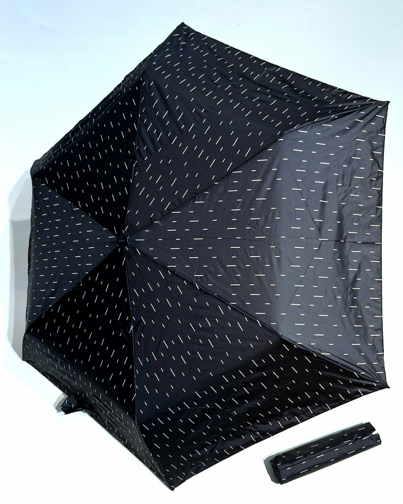  Parapluie Knirps U200 mini pliant noir imprimé sur la pluie - Utra léger 175g & solide