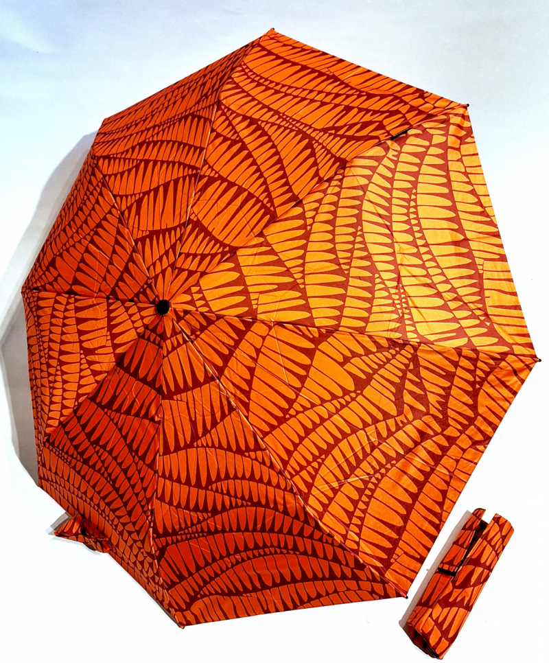 Mini parapluie T200 pliant Knirps open close orange imprimé waves sun - léger & solide