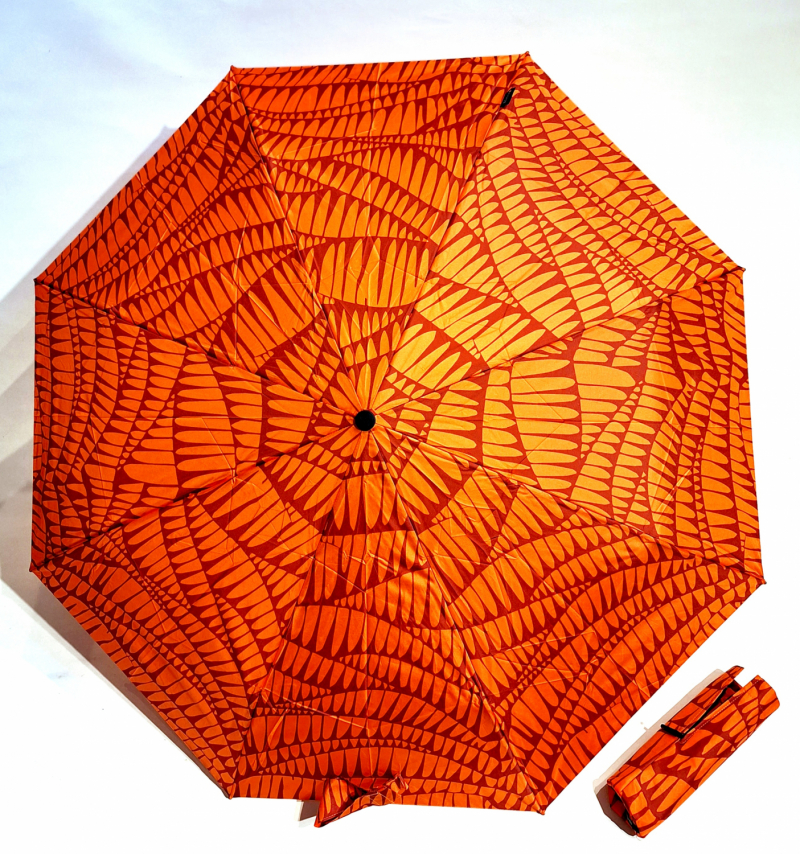 Mini parapluie T200 pliant Knirps open close orange imprimé waves sun - léger & solide