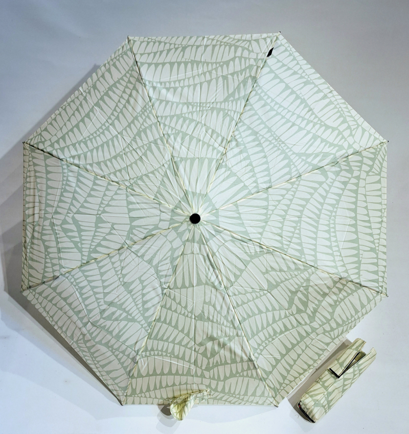 Mini parapluie T200 pliant Knirps open close blanc & taupe imprimé waves ice - léger & solide