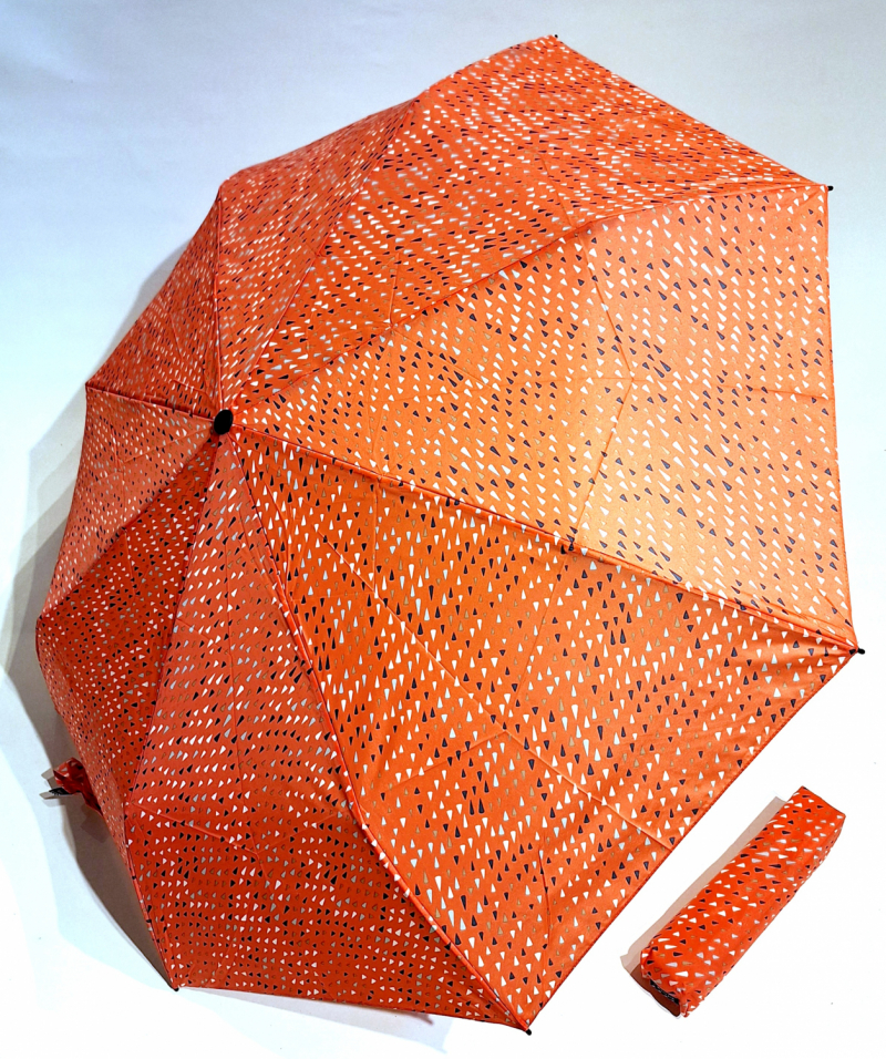 Mini parapluie pliant A200 Knirps open close corail imprimé - Garantie 5ans - Léger & pas cher