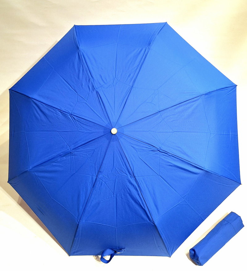 Parapluie français mini pliant automatique open close uni bleu roi Vaux - Grand & résistant