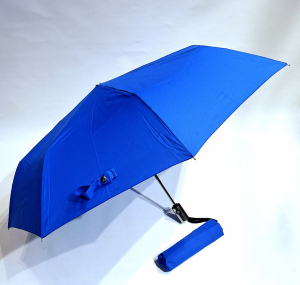 Parapluie français mini pliant automatique open close uni bleu roi Vaux - Grand & résistant