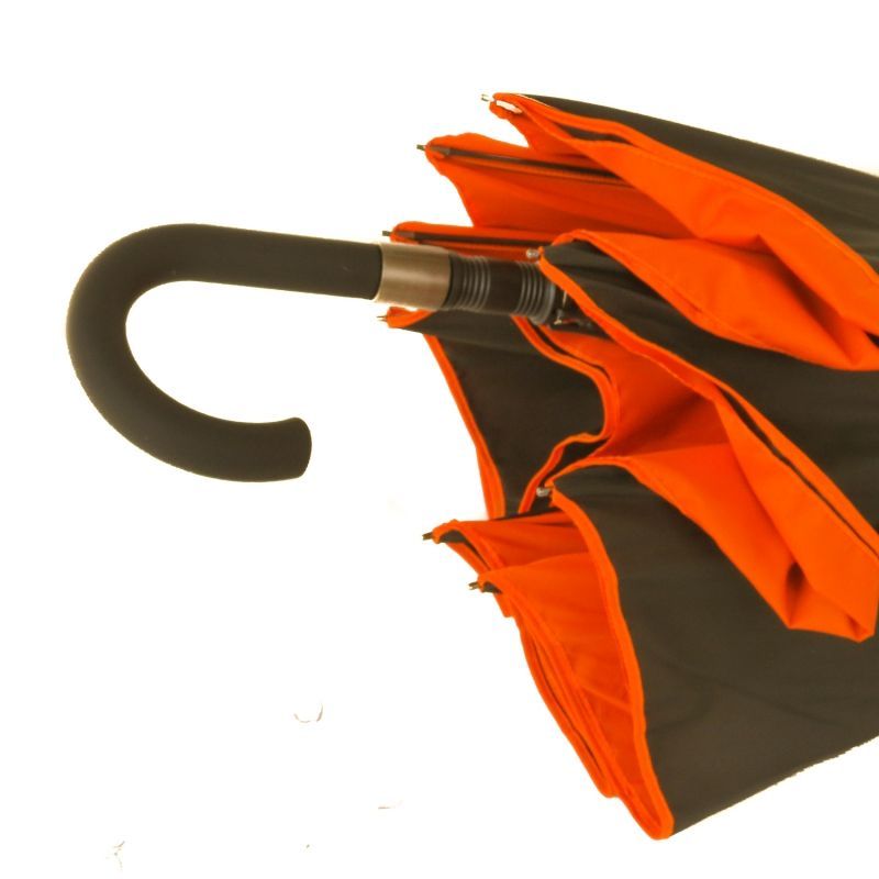 Parapluie doublé long automatique noir & orange Smati - Protection solaire 100% - léger & solide