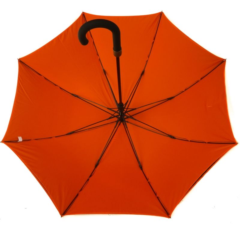 Parapluie doublé long automatique noir & orange Smati - Protection solaire 100% - léger & solide